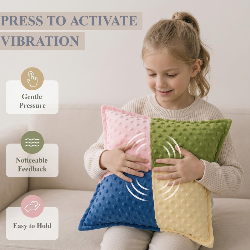 Vibrating Sensory Pillow,Soft Calming Pillow for Autism Anxiety