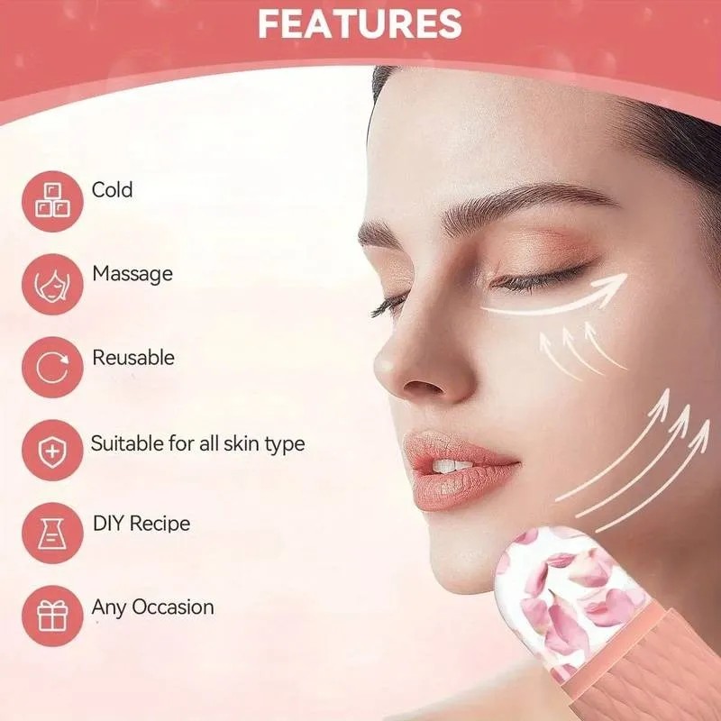 Rodillo De Hielo, Gua Sha Y Rodillo Facialreutilizable Color Verde