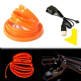 Balabaxer EL WIRE Orange 10M LED Strip Light LED Strip USB 5V with Fuse Protection for Automotive Interior Decoration with 6mm Sewing Edge