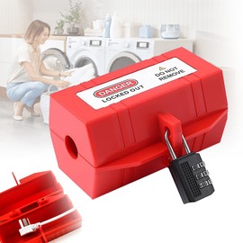 GUOYOU Washing Machine Lock, Plug Lock, Lockable Socket, Plug Safe with Password Lock Sockets, Plug Safe, Plug Protection, Plug Box, Power Cable, Prevent Electricity Theft, Safe Children