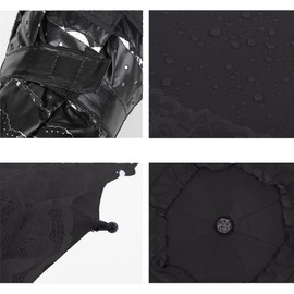 YUEHUA Princess Lace Vintage Lace UV Parasol Folding 3D Flower Embroidery Umbrella 3 Folds Rain Days Snow Days Sunny Days Available, Black