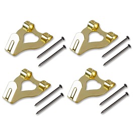 Merriway BH04782 (10 Pcs) EB Brass Plated Double No. 3 Picture Hooks - Pack of 10 Pieces