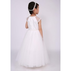 Maoluo Vintage Girls First Communion White Lace Clothing Kid Toddler Elegant 1st Wedding Bridesmaid Pageant Prom Dress, 7-8 Years