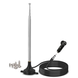 Bingfu Car Stereo AM/FM Radio Antenna with Magnetic and Screw-In Mount, 3Meter Cable, DIN Plug, ISO Adapter for Vehicle Car Truck SUV Radio Stereo Receiver Tuner