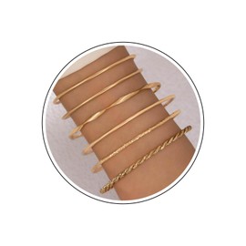 Zeshimb Gold Tone Cuff Bangle Bracelet Set Multi Open Wrap Bangles Stacking Thin Cuff Bangles Indian Bollywood Open Cuff Bangles Adjustable Ethnic Glossy Textured Bracelets Jewelry for Women
