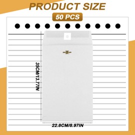 50 Pcs 9 x 12 Manilla Envelopes Clasp Envelope Kraft Catalog Envelope with Clasps Closure 28 lb Kraft Paper Envelope for Storing or Mailing Envelopes Home Office Business Supplies