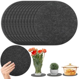 Pack of 12 Felt Coasters, Round, 20 cm, Coasters, Pot Coasters, Felt Coasters, Large Felt Coasters, Felt Underlay for Drinks, Cups, Glasses, Pots (Round Diameter 20 cm, Black)