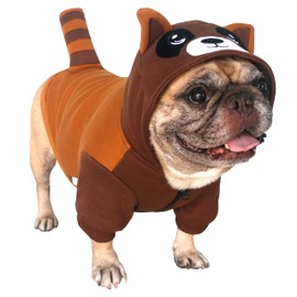 iChoue I am a French Bulldog Raccoon Costumes Clothes Hoodies for Small Dogs Cold Weather Winter Coats Frenchie English Pug Pitbull Boston Terrier - Brown, Medium