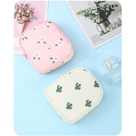 2PCS Mini Makeup Bag,Cute Pocket Cosmetic Bag,Portable Small Make Up Bags for Women,Travel Cosmetic Bag Small Makeup Pouch,Mini Storage Bag for Sanitary pad (White+Pink, One Size)