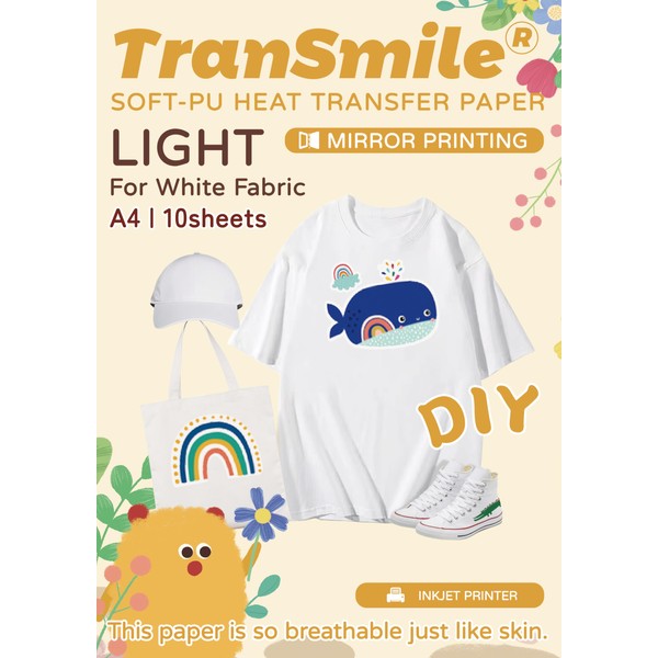 TRANSMILE PU-Heat Transfer Paper for T Shirts 1.0 A4 10