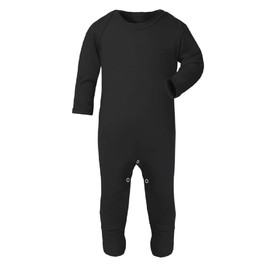 KWC 100% Cotton BABY BOY GIRL Plain Chest Long Sleeve Babygrow Bodysuit Sleepsuit Romper suit (Black, 0-3 Months)