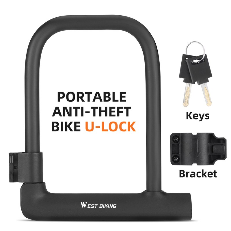 WEST BIKING Bike Lock U-Lock Heavy Duty Bicycle Motorcycle Anti-Theft
