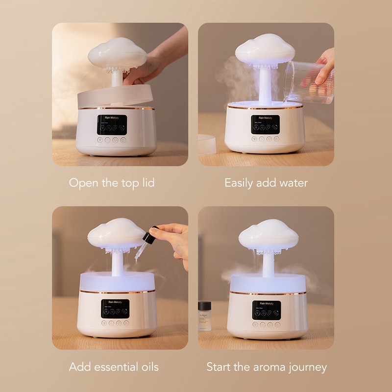 Rain Cloud Essential Oil Diffuser Humidifier Ultrasound Water Drip White
