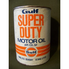 Gulf FULL, Good! 1960s-70s era GULF SUPER DUTY MOTOR OIL  1 quart Cardboard Can