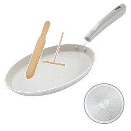 FORBAKE 9 Inch Crepe Pans with Spreader & Spatula, 2 Set Nonstick Granite Coating Dosa Pan, Aluminum Alloy Pancake Flat Skillet Tawa Griddle, Stay-Cool Handle, Induction Compatible Bottom