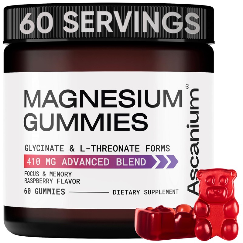 Gomitas de Magnesio 410mg de Complemento Elemental de Glicinato de