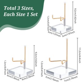 PH PandaHall Acrylic Easel Display Stand 3 Sizes Adjustable Arm Display Stand Clear Acrylic Easel Crystal Stone Stand Holder for Gemstones Minerals Agate Display Golden