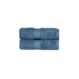 Christy Renaissance 2 Hand Towels Set | Denim Blue | 100% Egyptian Cotton | Luxuriously Soft and Super Absorbent | 675 GSM | Plush Fluffy and Long Lasting