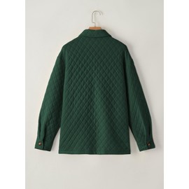 Dokotoo Oversized Long Sleeve Quilted Jackets for Women 2024 Fashion Casual Button Down Shirts Ladies Jacket Fall Outfits Clothes for Women Loose Fit Winter Coats with Pockets Green M