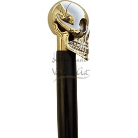Samara Nautical Full Brass Head Skull Design Cane Black Wooden Stick Vintage Gift for Men Gift