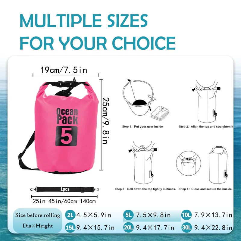 POPOYU Dry Bag, pink-red, WaterproofBag