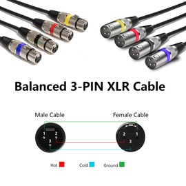 YOZAIUUI 4-Pack XLR Cable Microphone Cable: 3 Pin Dmx Cable 1.2m 4ft Female to Male XLR Cable for Stage Lights Studio Recorder or DJ Mixer Dmx Wire Signal Connection