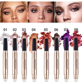 Glitter Eyeshadow Metallic Eye Shadow Stick,Pearl Shimmer Dual-Ended Eyeshadow Eye Brightener Highlighting Pen,High Pigmented,Cruelty Free,Smooth Easy To Color For Sensitive Eyes Makeup (#03)