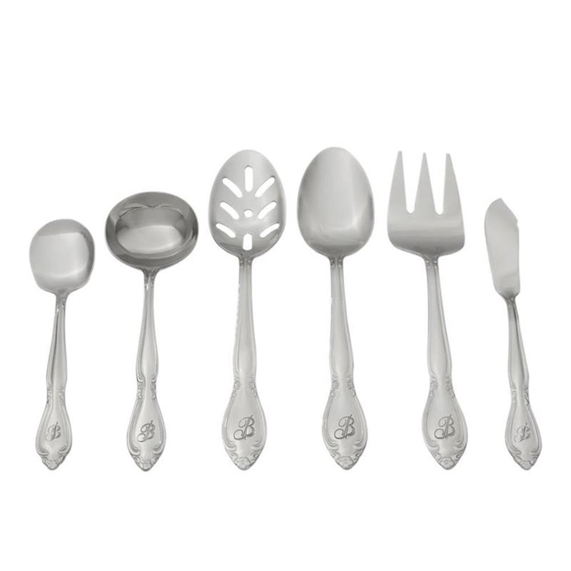 RiverRidge Rose Monogrammed Flatware Set 46 Piece Silverware - B