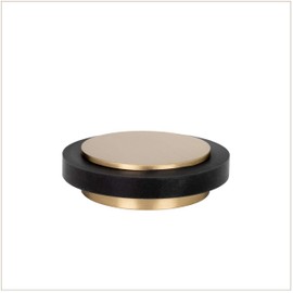 EVI Herrajes | Adhesive Door Stop | Ø1.75" X 0.55" | Adhesive Installation | Brass Satin Matte Finish | Black Natural Silicone Rubber | Mod. I-203X12MT