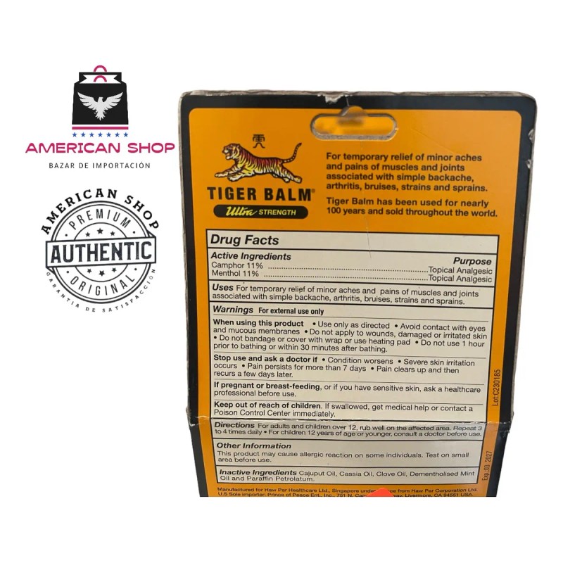 Pomada Contra Dolor Tiger Balm Ultra Strength, Alivia Dolor
