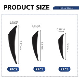 6 PCS Car Spoiler Canards Kit, Smooth Linear PVC Crescent Wind Blade Front Bumper Side Skirt Spoiler Decorative and Protective Sticker, DIY Tuning Accessory for Most Cars (Glossy Black)