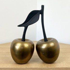 Alfie Francis 22cm (Tall) Large Fruit Ornament Gold Cherry Sculpture Statue Living Room Modern Home Decor