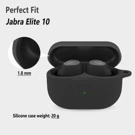Geiomoo Silicone Case for Jabra Elite (10, 10 Gen 2, 8 Active, 8 Active Gen 2), Protective Cover with Carabiner (Black)