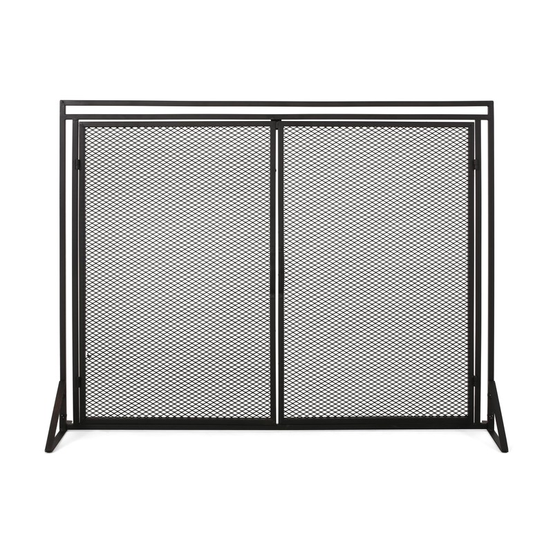 Roomfitters Durable Fireplace Screen with Mesh Double Doors, Freestanding Design