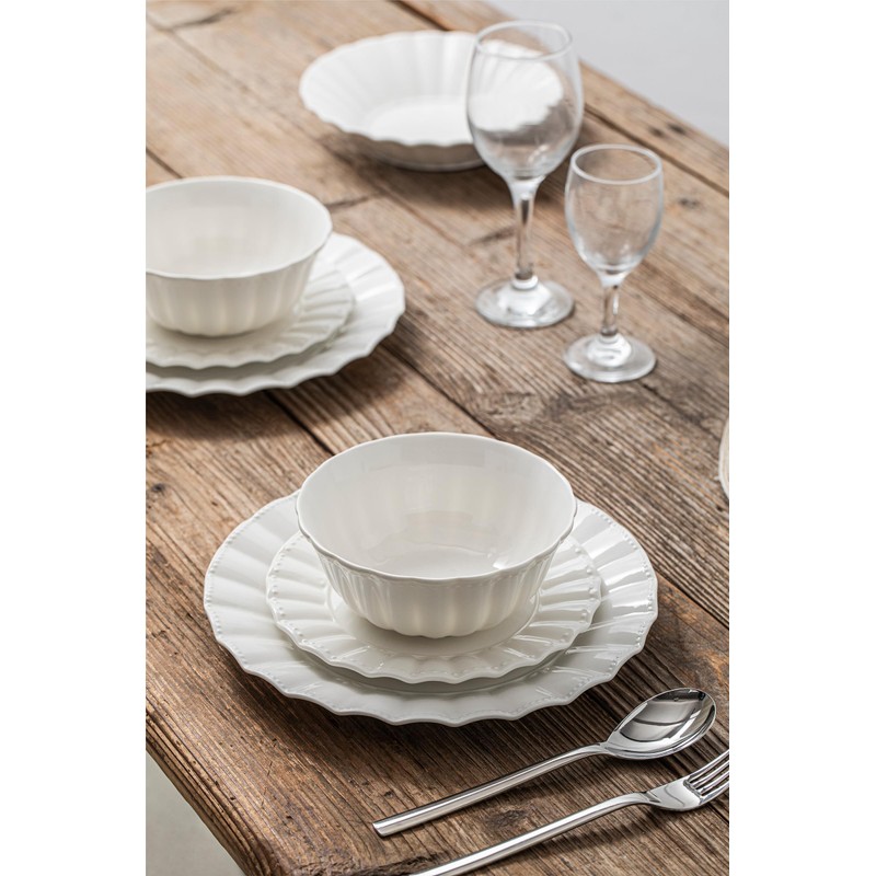 HOMBENE Plates and Bowls Sets, 12 Piece Dinnerware Sets Bone