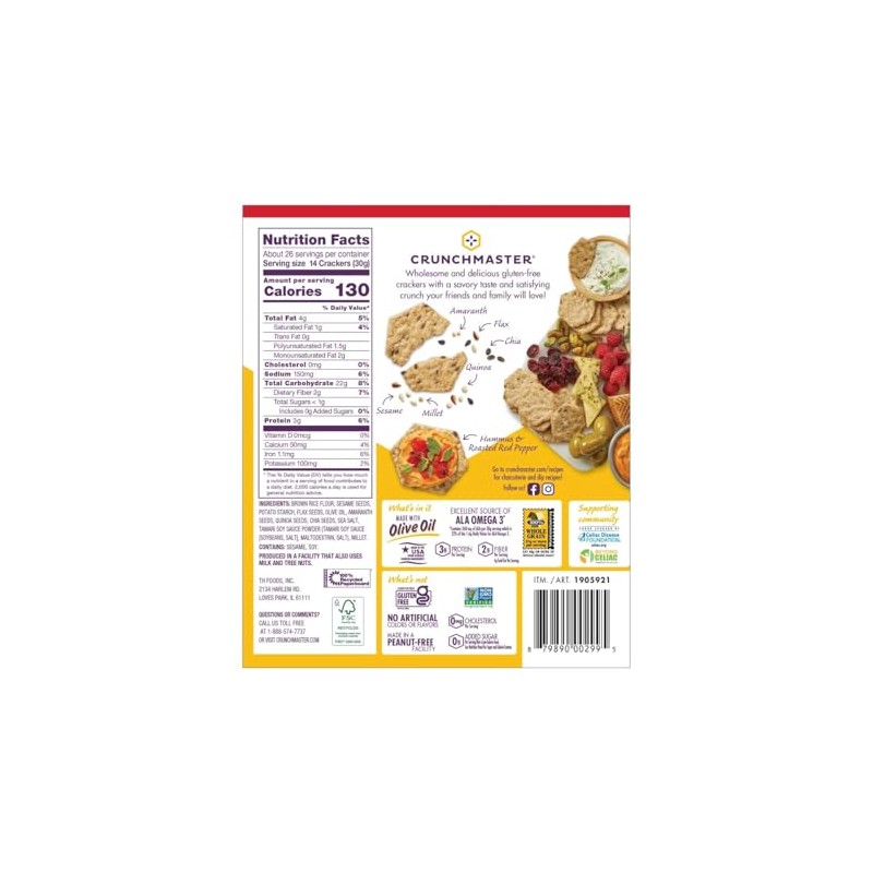 Crunchmaster 6-Seed Multi-Grain Crackers, 28 Ounce