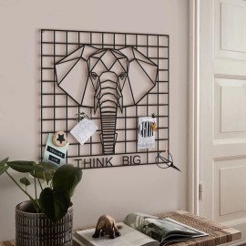 Hencely Elephant Metal Wall Art,Metal Grid Wall Panel, "Think Big" Metal Wall Hanging