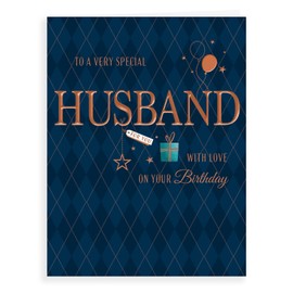 Avant Garde Studios Birthday Card Husband - 8 x 6 inches, H90044,blue|beige
