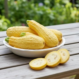 Squash Zucchetta Rugosa Friulana Seeds – Early Productive Heritage Italian Variety – Long Golden Yellow Blistered Fruits – Sweet Firm Flesh