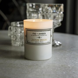 Jackson Vaughn Daily Rituals Candle | Aromatherapy Long Lasting Candles Opaque Frosted Glass Jar Luxury Home Fragrance Decor Gift Hand Poured Soy Wax Blend 30 Hour Burn 13.5oz (Fig + Amber)