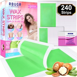 RBUGR Wax Strips for Hair Removal, Waxing Strips for Women(140 Face Wax Strips+100 Body Wax Strips+10 Calming Oil Wipes), Hypoallergenic Wax Strips for Face, Legs, Bikini, Underarm, Arms