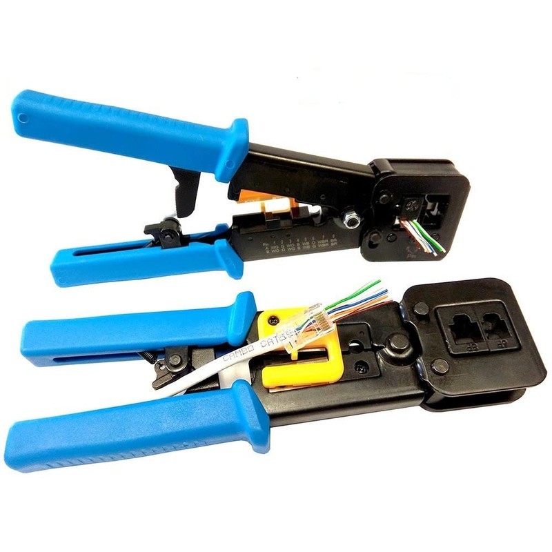 RJ45 Crimp Tool with Cat6 Pass through Shielded/transparent Connectors 20PCS