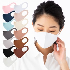 Shinpur Cooling Mask, Washable, for Summer, Feels Cool Against Your Skin, Color, Sports, for Adults, 3D, Comfortable (White, Size L, Set of 3)