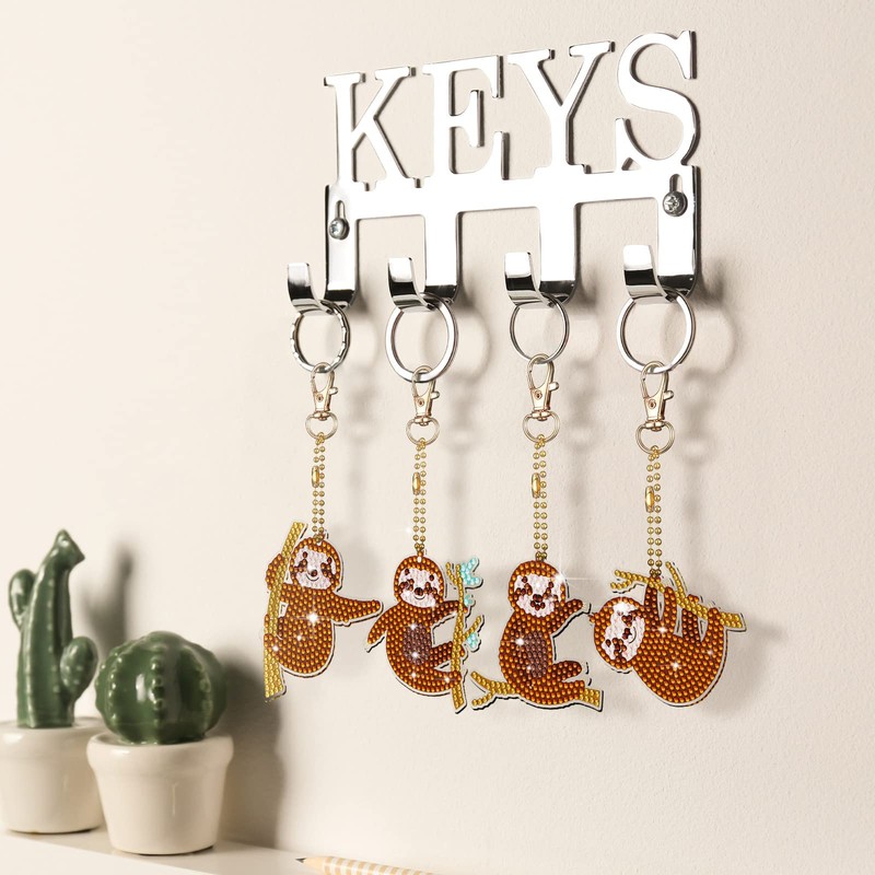 Kigeli 8 Pcs Sloth Diamond Painting Keychains Diamond Art Key