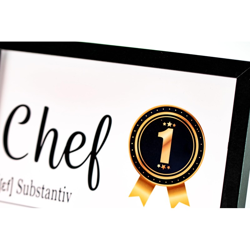 PURESIZE Chef Gift Funny DIN A4 Picture with Frame (Black),