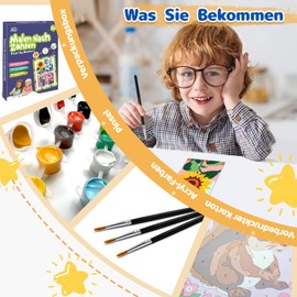 Zimrobin 4 Pack Paint by Numbers for Children - 12 x 8 cm Paint by Numbers Children from 5 6 7 Years Girls and Boys, Creative Gift with 3 Brushes and Acrylic Paints (Unicorn, Kitten, Puppy, Squirrel)