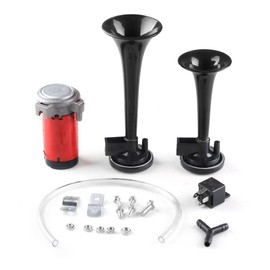 12V 24V 115dB Black Car Motorcycle Air Horn Train Kit Dual Trumpet Ultra Loud