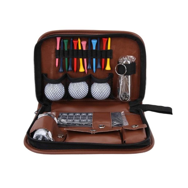 DEWIN Golf Organiser, Leather Organiser Gifts for Men, Multifunctional Outdoor Sporter Gift Set Tool PU Golf Tour Bag Accessoires Kit
