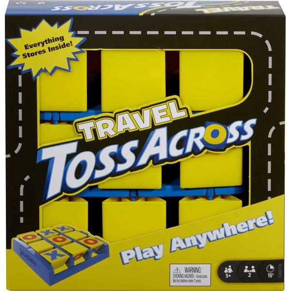 Mattel Games Travel TOSS Across Tic Tac Toe Tossing Game with Target Unit & 2 Bean Bags for 2 Players Ages 5 Year Old & Up