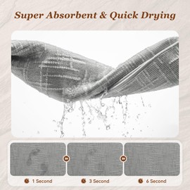 AMOAMI Bath Mat Non Slip Super Absorbent Quick Dry Bath Mats for Bathroom Floor Rubber Backing Washable Bathroom Rugs Modern Woven Jacquard Mat, Beside Tub Bath Rugs, 17" x 24", LightGrey